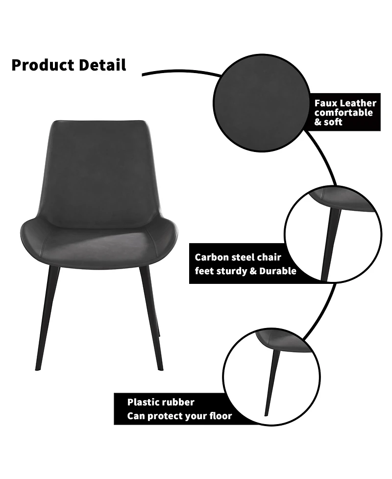 Streamdale Grey Dining Chair with Black Metal Legs (4-pack)