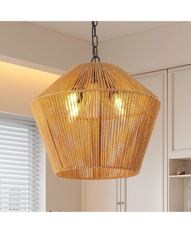 Streamdale Boho Hemp Rope Pendant Light for Kitchen or Home