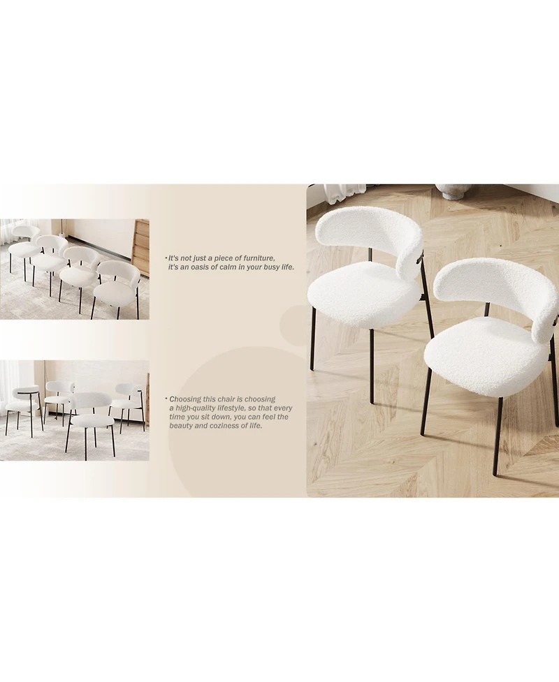 Streamdale 4-Piece Velvet Dining Chairs with Metal Legs