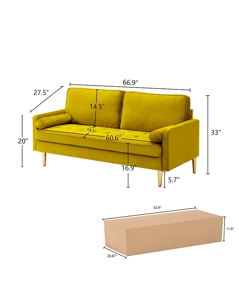 Streamdale Velvet Sofa 65 inch