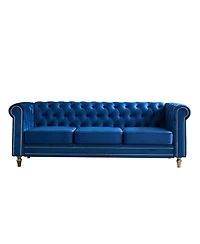 Streamdale Chesterfield Velvet Sofa 84.65 inch for Living Room Blue Color