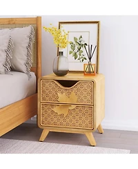Hand-Carved 2-Drawers Accent Cabinet - Traditional Craftsmanship and Functionality Combined