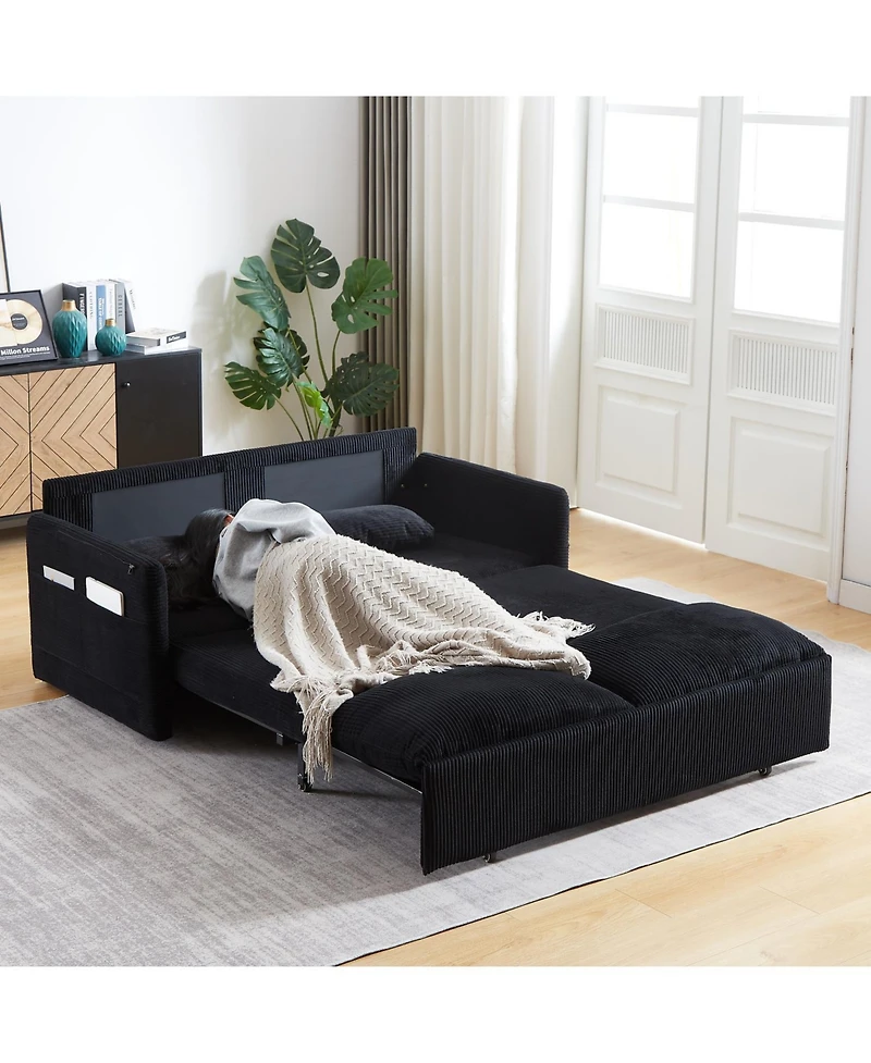 Streamdale 64.5" 3-in-1 Sleeper Sofa with Pullout Bed, Pillows