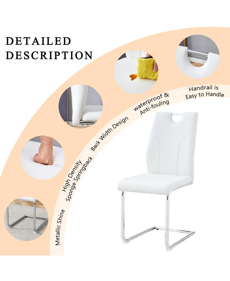 Streamdale White Pu Dining Chair Set (6-Pack)