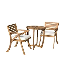 Streamdale Toulon Bistro Set Acacia Wood Dining Set With Cushions