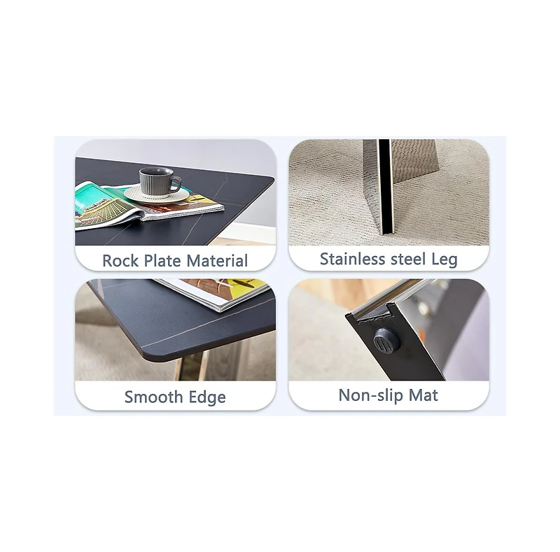 Streamdale Black Marble Table w/ 4 Pu Chairs