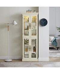 Streamdale Lighted Glass Display Cabinet, Antique White