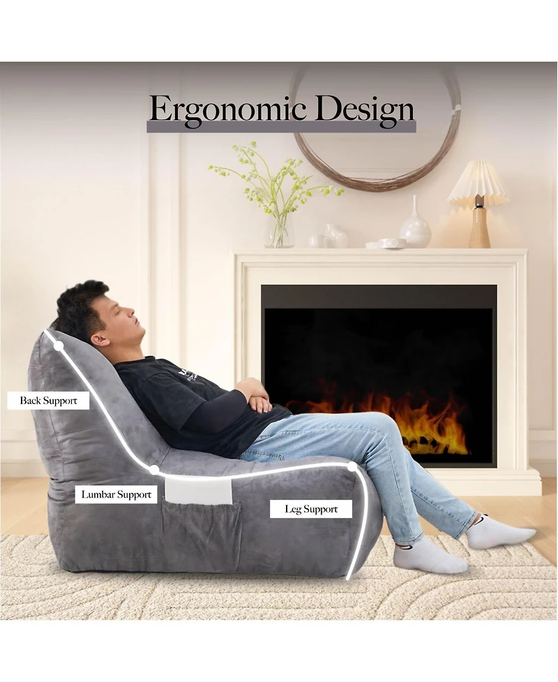 Streamdale Cozy Inflatable Bean Bag Chair with High-Density Foam for Comfort