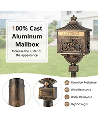 Retro Cast Aluminum Mailbox Security Postal Letter Box with Baffle Door