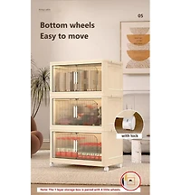 Streamdale 3-Tier Folding Storage Cabinet with Magnetic Door