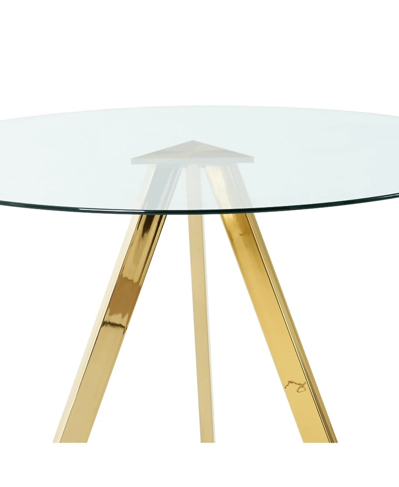 Streamdale 39.2" Round Glass Dining Table with Gold Metal Legs