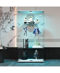 Streamdale Led Glass Display Cabinet with 4 Shelves and Door, 64.7" x 31.7" x 14.3
