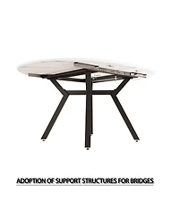 Streamdale 47-63" White Extendable Table for 4-6, Modern Kitchen/Home Dining Table