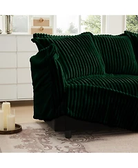 Streamdale Green Corduroy Slipcovered 3-Seater Sofa