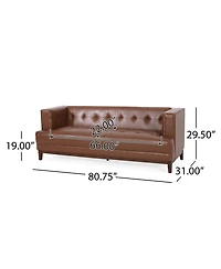 Streamdale Mid-Century Modern Tufted 3-Seater Sofa With Wood Frame