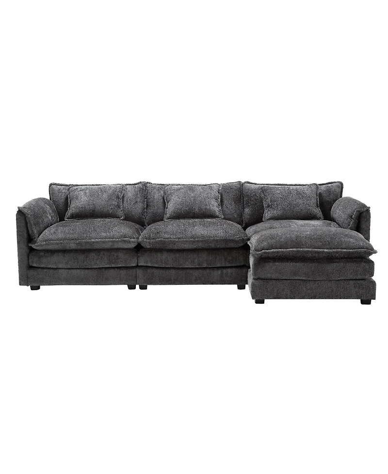 Streamdale Contemporary Boucle L-Sectional with Movable Pedals