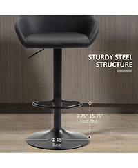 Streamdale Furniture Adjustable Bar Stools, Swivel Counter Height Barstools with Footrest and Back, Pu Leather and Steel Round Base, for Kitchen Count