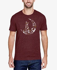 La Pop Art Men's Cat Sitting On Moon Premium Blend Word T-Shirt