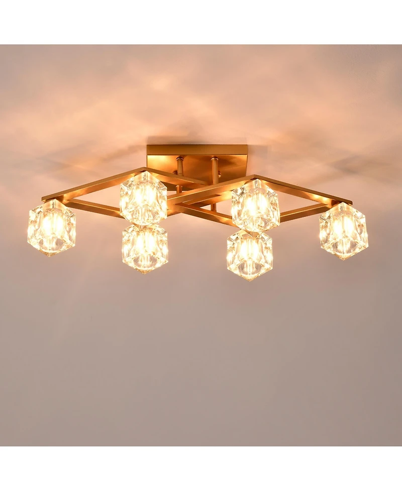 Streamdale 6-Light Crystal Dining Room Ceiling Lamp (Bulbs Included)
