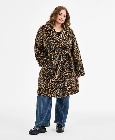 Steve Madden Plus Size Double-Breasted Belted Trench Coat