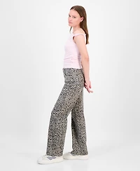 Madden Girl Juniors' 90s Fit Leopard-Print Jeans