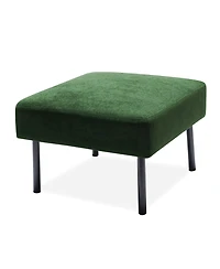 Streamdale Modern 3-Seater Sofa with Ottoman, Green Velvet Fabric