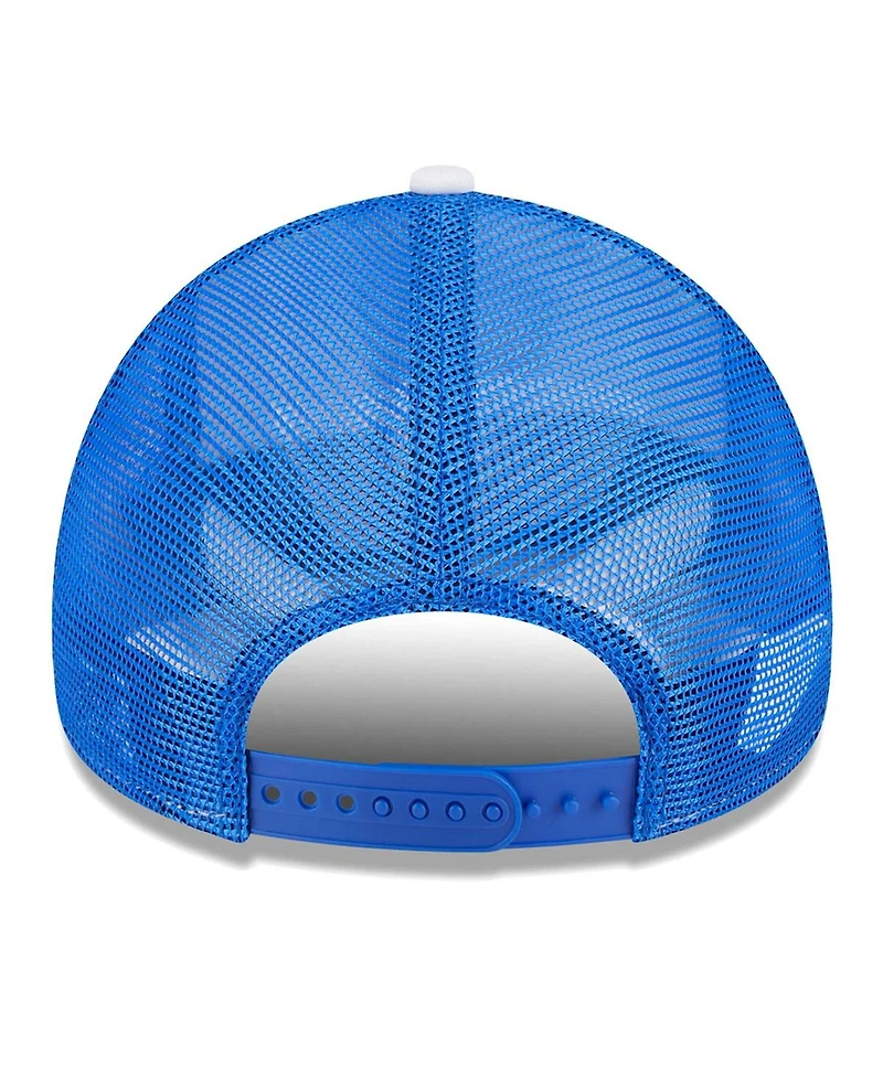 New Era Men's White/Blue Seattle Sounders Fc Court Sport Foam A-Frame 9FORTY Adjustable Trucker Hat