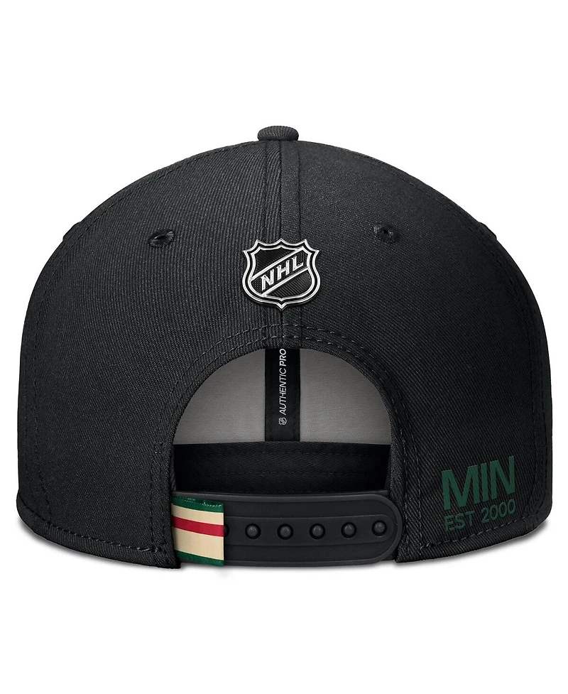Fanatics Men's Black Minnesota Wild Authentic Pro Prime Snapback Hat