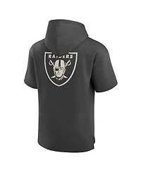 Fanatics Men's Charcoal Las Vegas Raiders Elements Future Ground Lettering Short Sleeve Pullover Hoodie