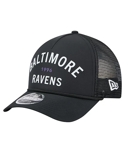New Era Men's Black Baltimore Ravens Active Minimalist M-Crown A-Frame 9FORTY Adjustable Hat