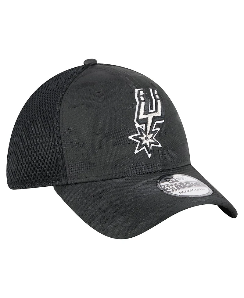 New Era Men's Black San Antonio Spurs Subtle Camo 39THIRTY Flex Hat