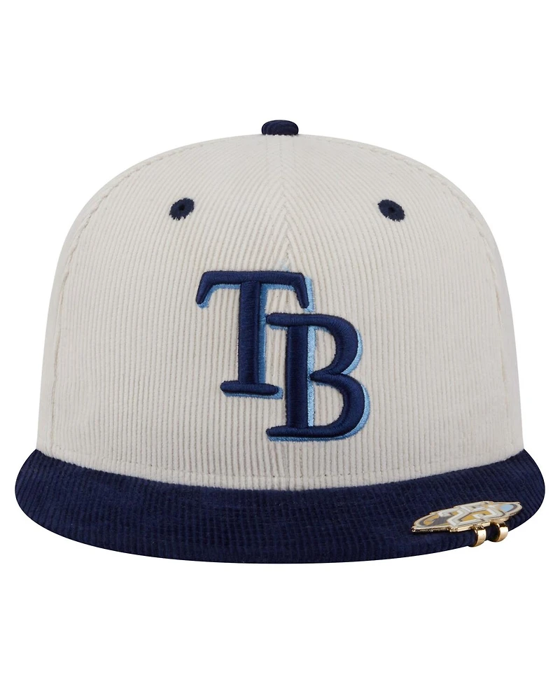 New Era Men's Cream/Navy Tampa Bay Rays Two-Tone Corduroy 59FIFTY Fitted Hat