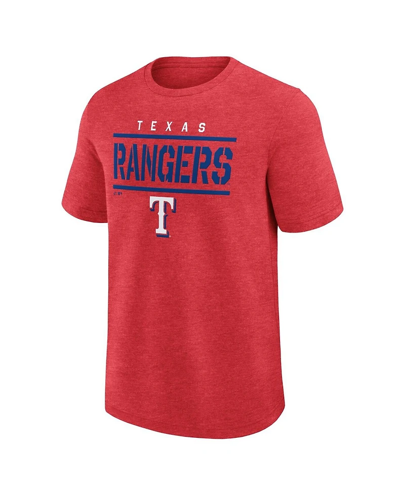 Fanatics Men's Heather Red Texas Rangers Top Notch T-Shirt