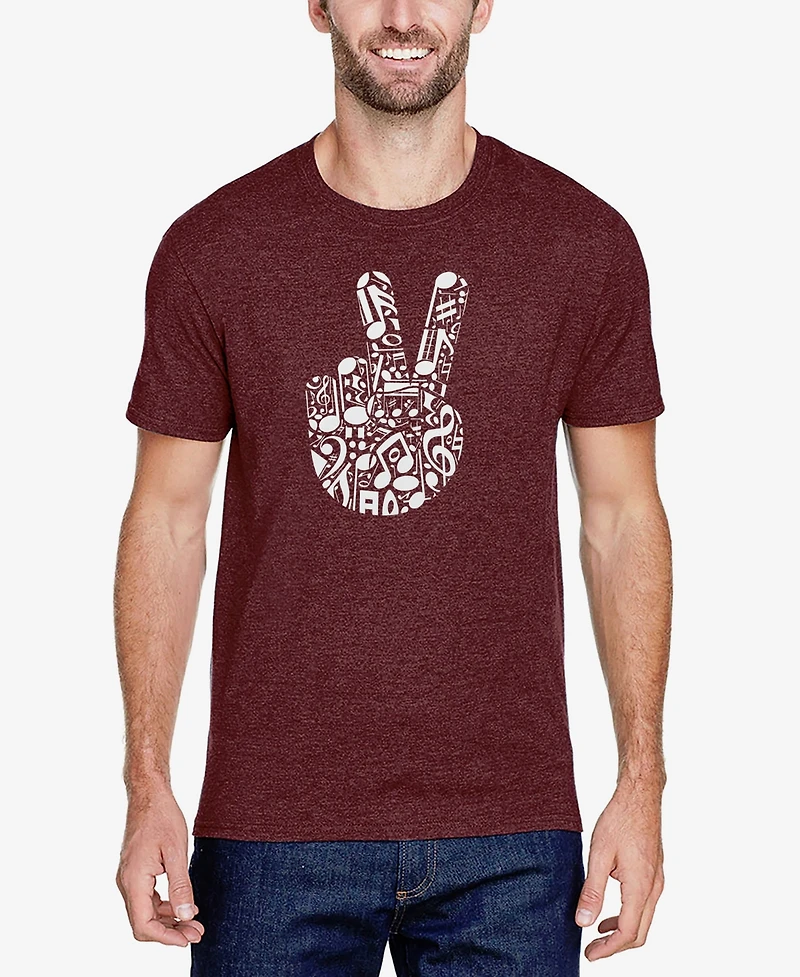 La Pop Art Men's Peace Finger Notes Premium Blend Word T-Shirt