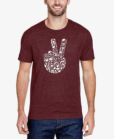 La Pop Art Men's Peace Finger Notes Premium Blend Word T-Shirt