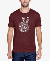 La Pop Art Men's Peace Finger Notes Premium Blend Word T-Shirt