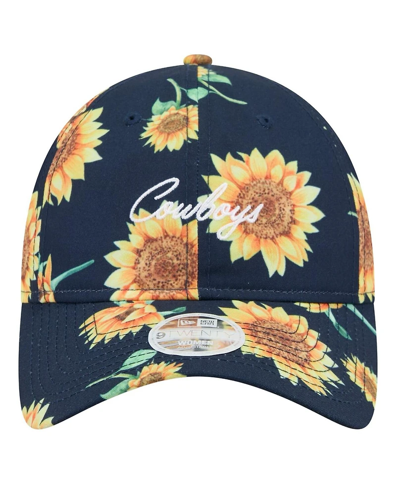 New Era Women's Navy Dallas Cowboys Adventure Sunflower 9TWENTY Adjustable Hat