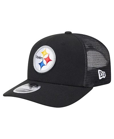 New Era Men's Black Pittsburgh Steelers Main Trucker 9SEVENTY Stretch Snap Hat