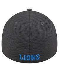 New Era Men's Graphite Detroit Lions Throwback Logo Main 39THIRTY Flex Hat