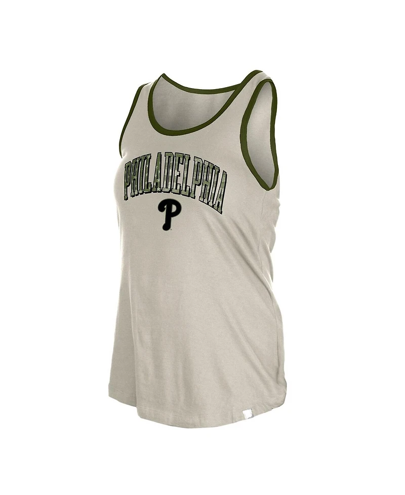 New Era Women's Cream Philadelphia Phillies Armed Forces Tank Top