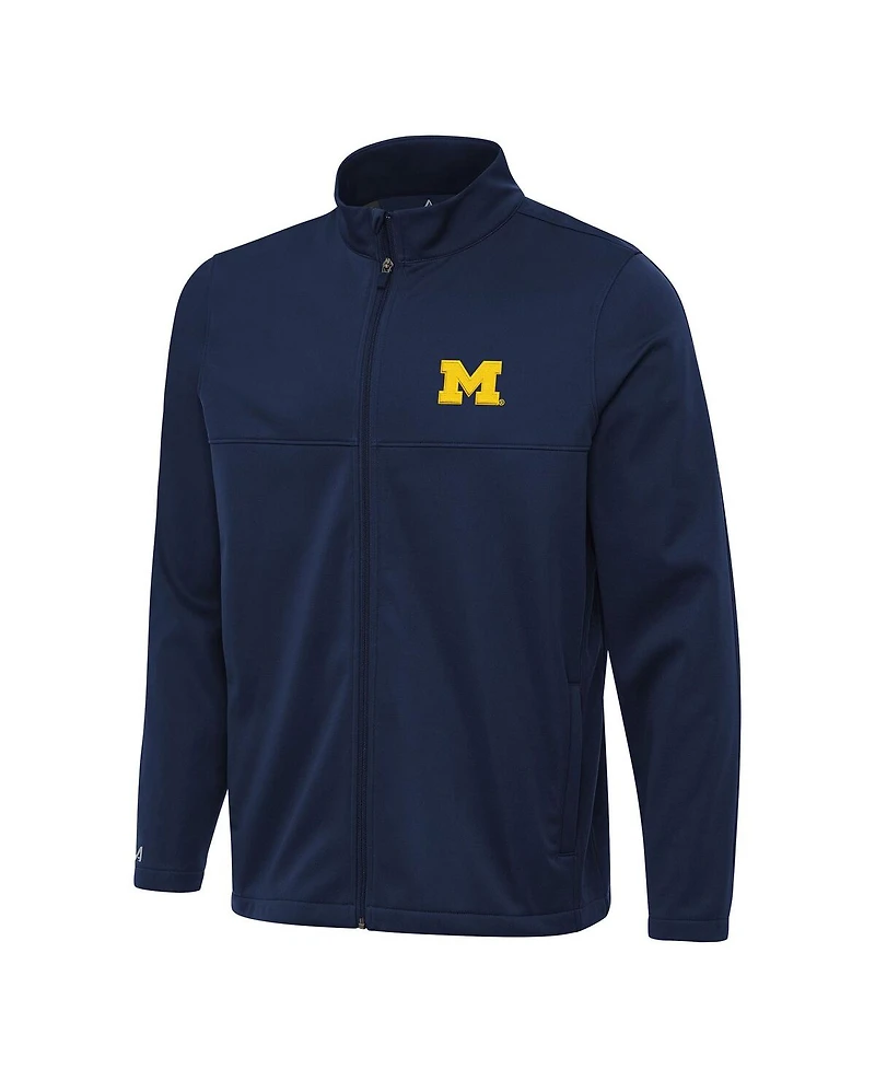Antigua Men's Navy Michigan Wolverines Links 2 Full-Zip Golf Jacket