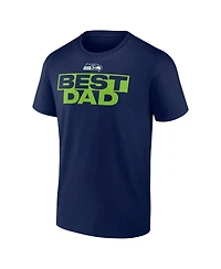 Logo Athletic Men's College Navy Seattle Seahawks Best Dad T-Shirt