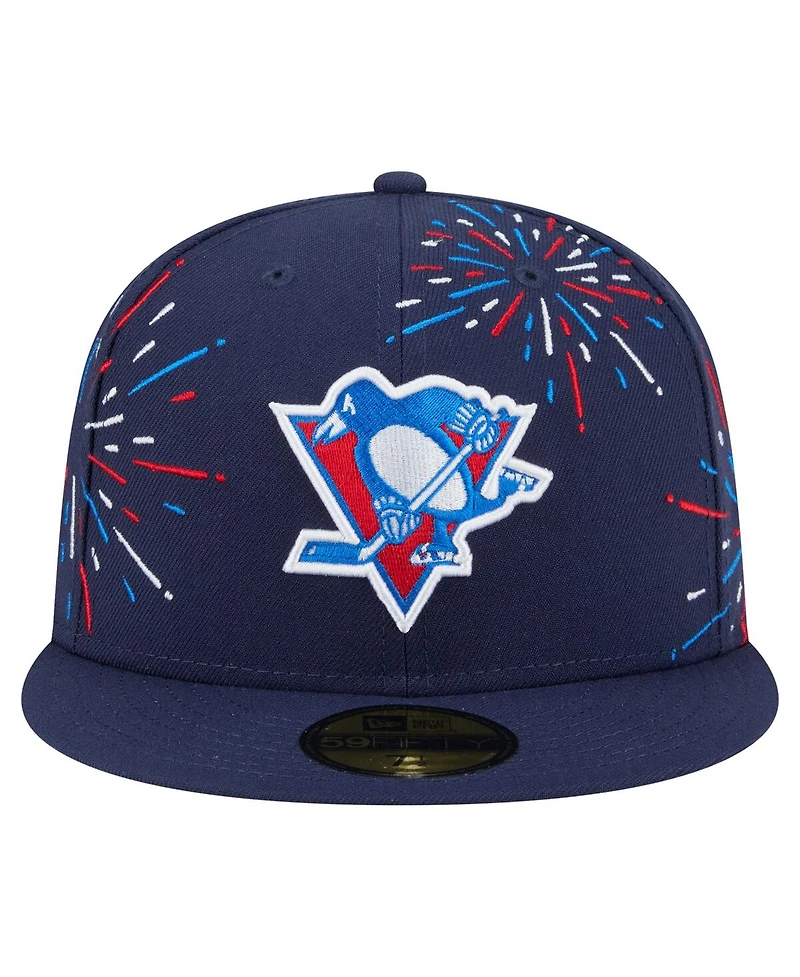 New Era Men's Navy Pittsburgh Penguins Americana Fireworks 59FIFTY Fitted Hat