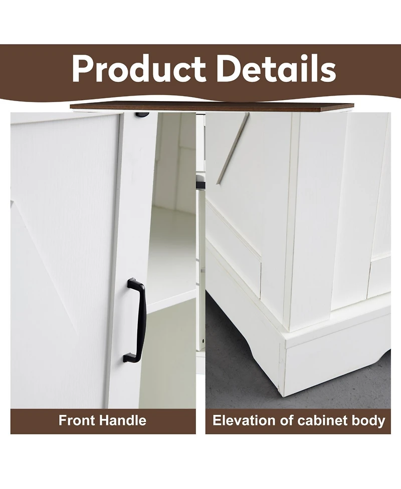 Streamdale Sliding Barn Door Sideboard Cabinet with Storage and Drawers (White and Walnut)