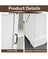 Streamdale Sliding Barn Door Sideboard Cabinet with Storage and Drawers (White and Walnut)