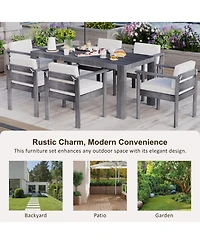 Streamdale 7-Pc Patio Dining Set 70.8" Table, Cushioned Chairs