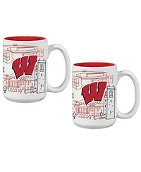Indigo Falls Wisconsin Badgers 15oz. Campus Line Art Coffee Mug 2-Pack