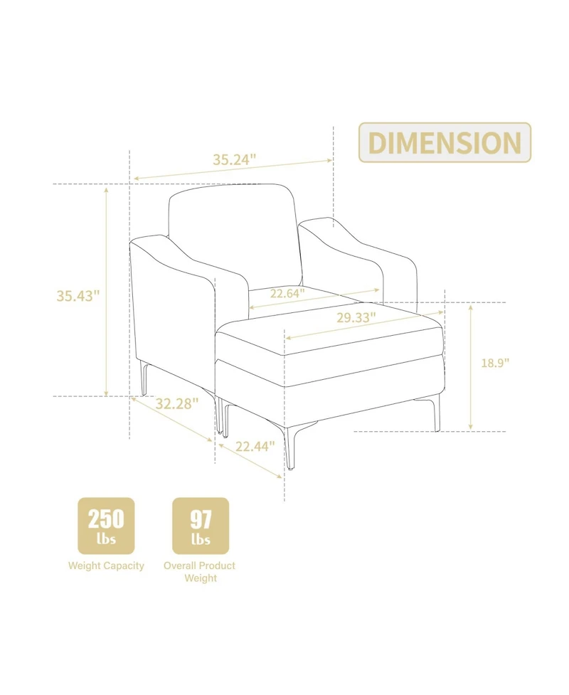 Corduroy Convertible Sectional Sofa with Ottoman - Gray