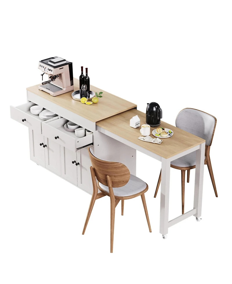 Streamdale Extendable Kitchen Island with Spice Rack & Storage
