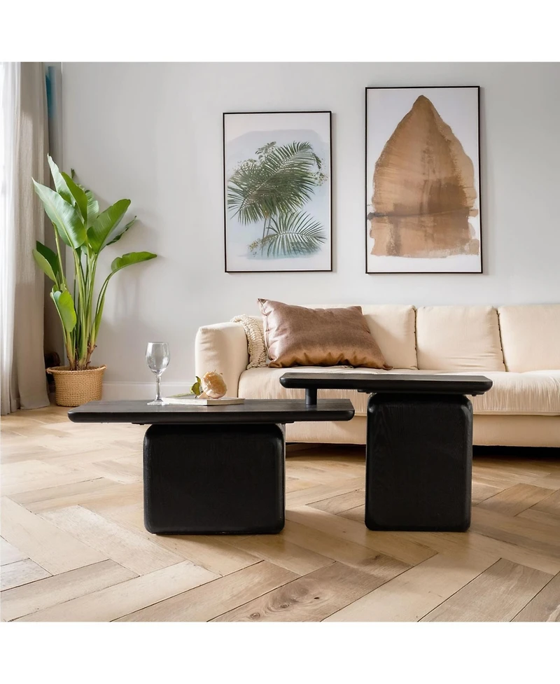 Streamdale Vintage Coffee Table Set with Wood Grain Finish (Set of 2)